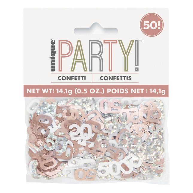 50 Jaar Confetti Zak Rose Goud 14gr