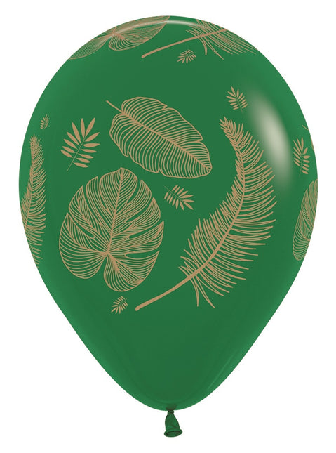 Ballonnen Tropical Leaves Mix Gold Print 30cm 25st