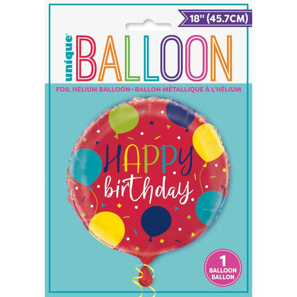 Helium Ballon Happy Birthday Ballonnen Rood 45cm leeg