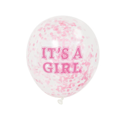 Confetti Ballonnen It's A Girl Roze 30cm 6st