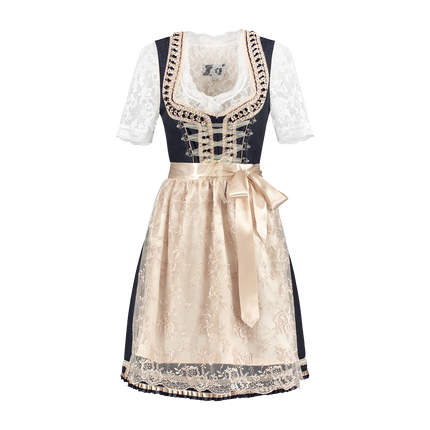 Wit Blauwe Dirndl Jurk Oktoberfest Dames 2 Delig