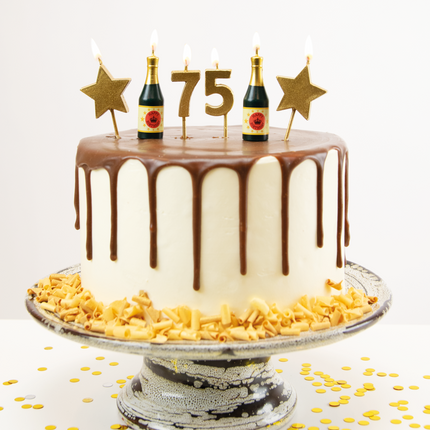 Kaarsjes 75 Jaar Champagne 17,5cm