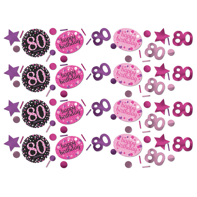 Tafelconfetti 80 Jaar Happy Birthday Roze 34gr