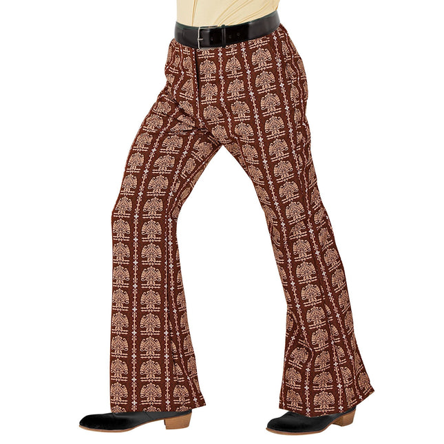 Disco 70S Broek Bruin Heren Old School