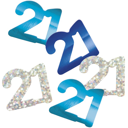 21 Jaar Confetti Zak Blauw 14gr