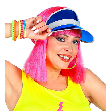 Neon 80S Zonneklep Blauw