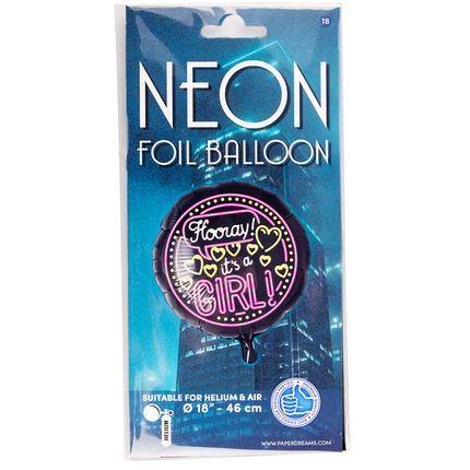 Geboorte Helium Ballon It's a Girl Neon 46cm leeg