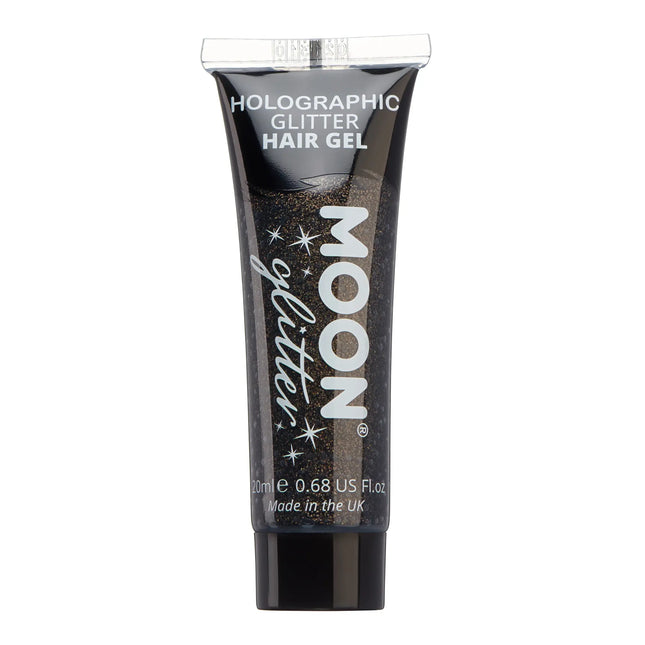 Moon Glitter Holographic Glitter Hair Gel Black 20ml