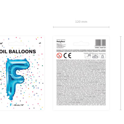 Folie Ballon Letter F Blauw Leeg 35cm