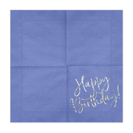 Servetten Happy Birthday Blauw 33cm 20st