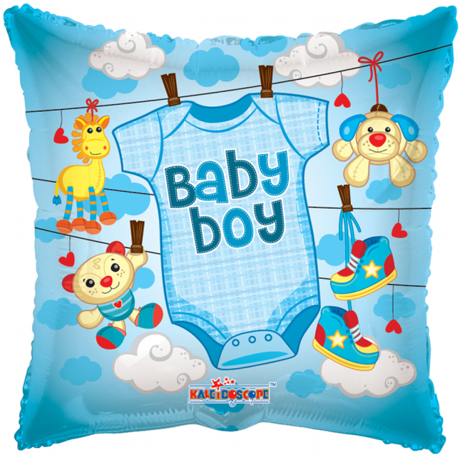 Helium Ballon Vierkant Geboorte Baby Boy 45cm leeg