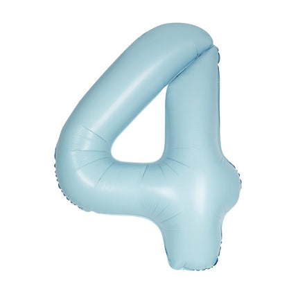 Blauwe Cijfer Ballon 4 Jaar Matte 86cm