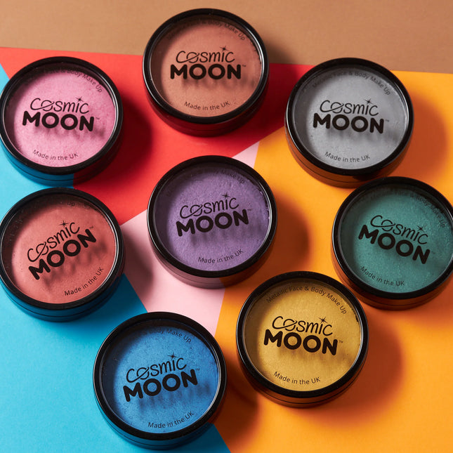 Cosmic Moon Metallic Pro Face Paint Cake Pots Green 36g