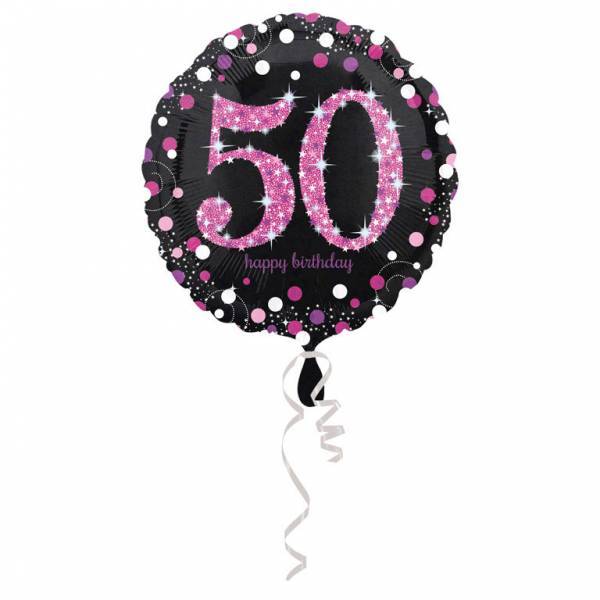 Helium Ballon 50 Jaar Roze 43cm leeg