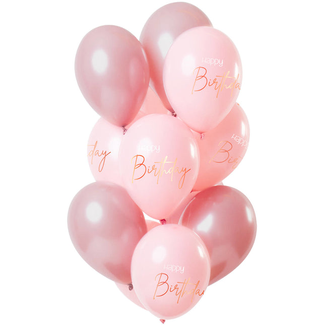 Happy Birthday Ballonnen Roze 30cm 12st