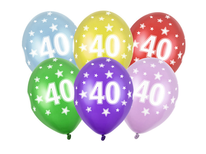 Ballonnen 40 Jaar Gekleurd Metallic 30cm 6st