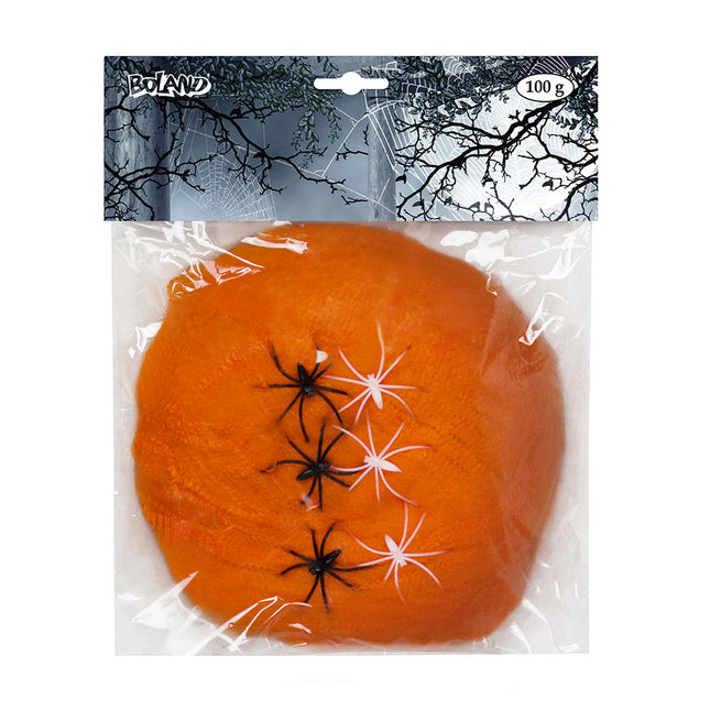 Spinnenweb Oranje 6 Spinnen 100gr