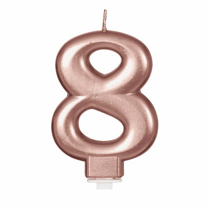 Rose Gouden Kaars 8 Jaar 8cm