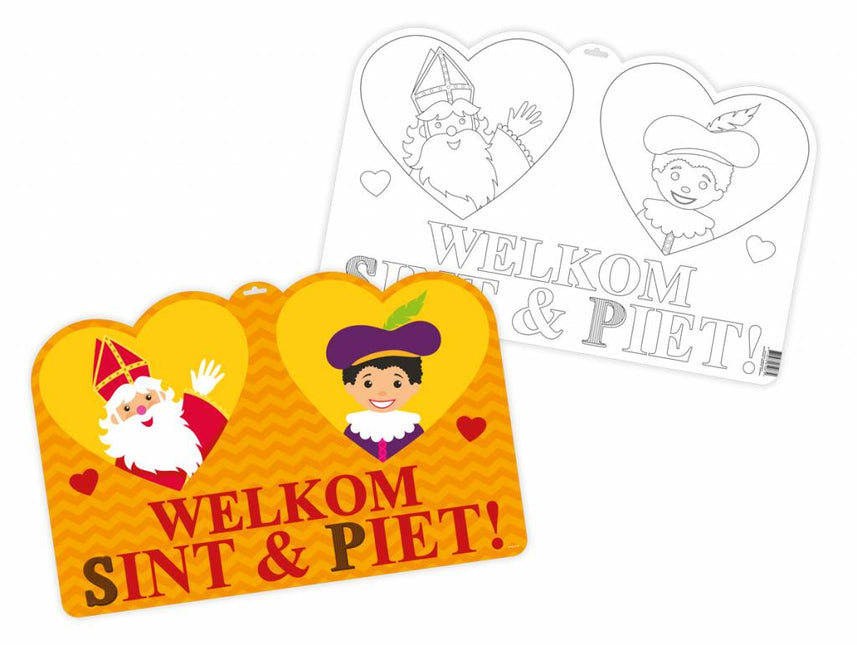 Sint en Piet Kleurplaat Deurbord 58cm