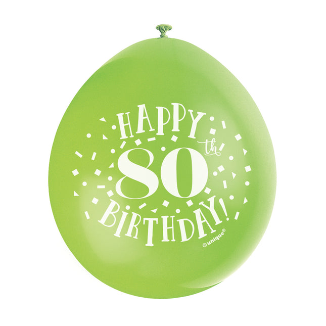 Ballonnen Happy Birthday 80 Jaar 28cm 10st