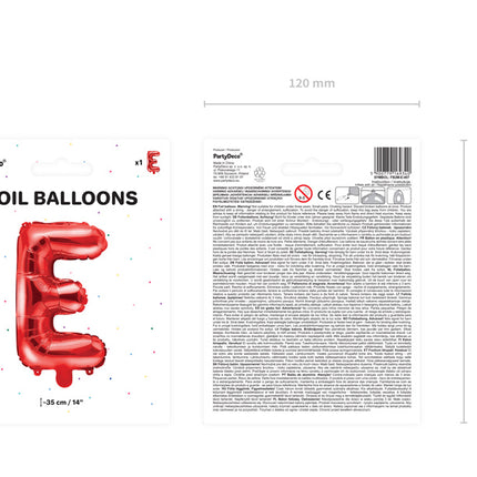 Folie Ballon Letter E Rood Leeg 35cm