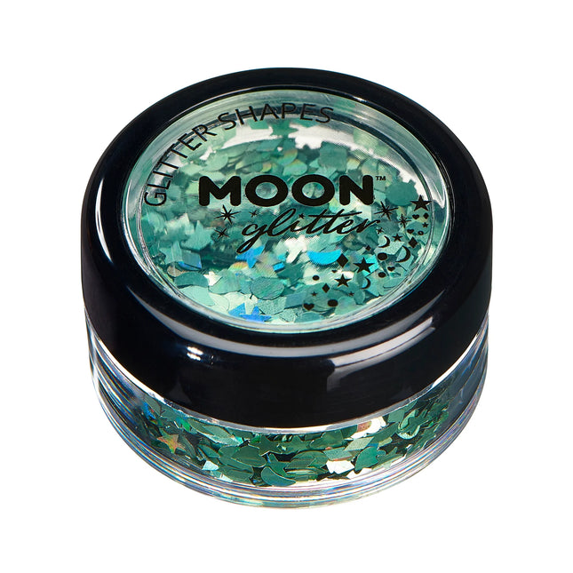 Moon Glitter Holographic Glitter Shapes Green 3g