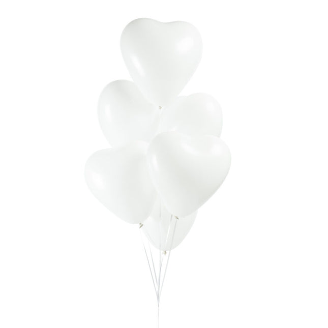 Witte Hartjes Ballonnen 30cm 6st