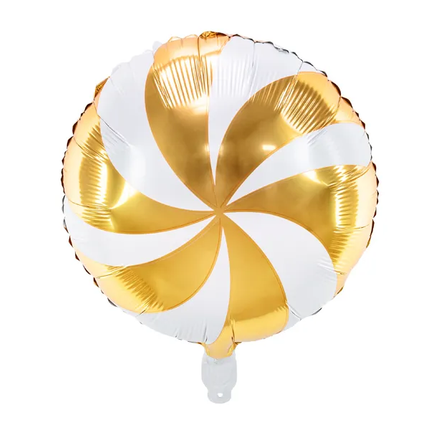 Helium Ballon Candy Goud Wit Leeg 35cm