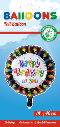 Helium Ballon Happy Birthday Kaarsjes 45cm leeg