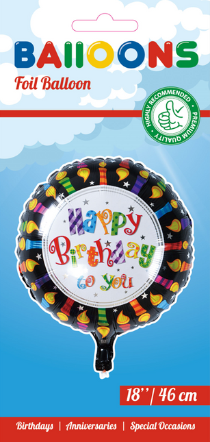 Helium Ballon Happy Birthday Kaarsjes 45cm leeg