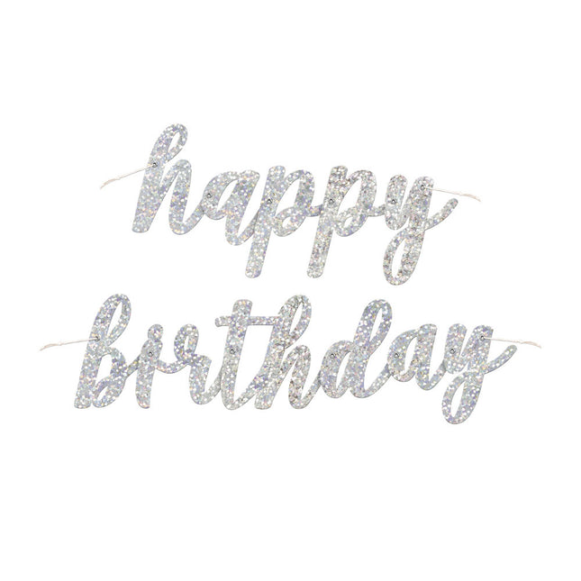 Verjaardag Letterslinger Happy Birthday Zilver 83,8cm