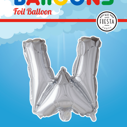 Folie Ballon Letter W Zilver XL 102cm leeg