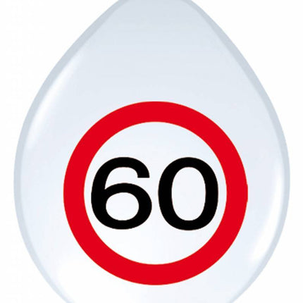 Ballonnen 60 Jaar Verkeersbord 30cm 8st