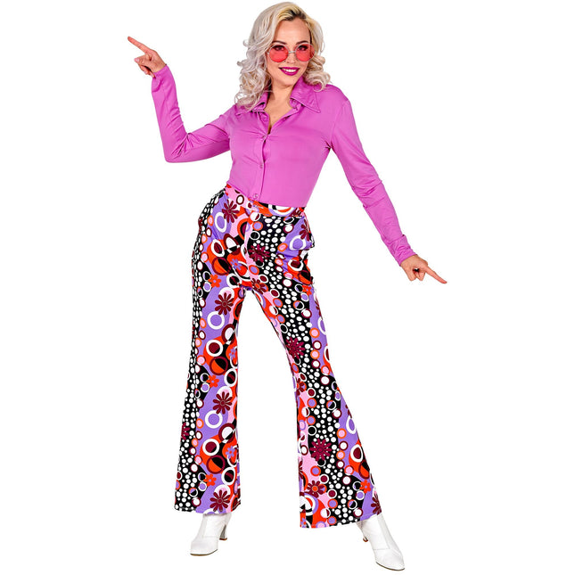 Disco 70S Broek Paars Roze Dames