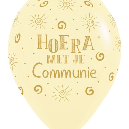 Ballonnen Hoera Met Je Communie Pastel Matte Yellow 30cm 25st