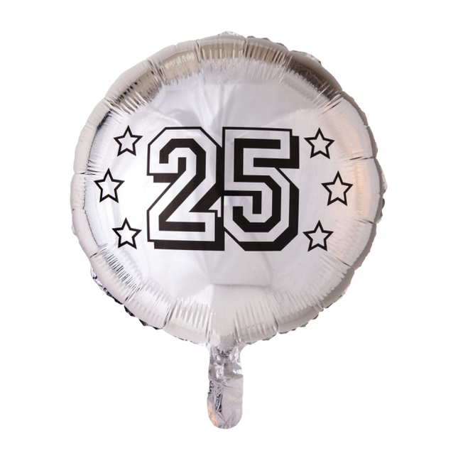 Helium Ballon 25 Jaar Zilver 45cm leeg