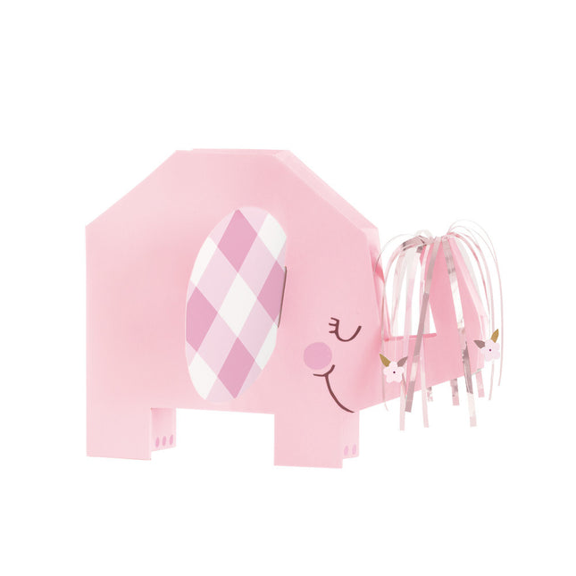 Baby Olifant Tafeldecoratie Roze 23cm