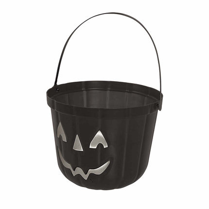 Zwarte Halloween Snoep Emmer Pompoen 20cm