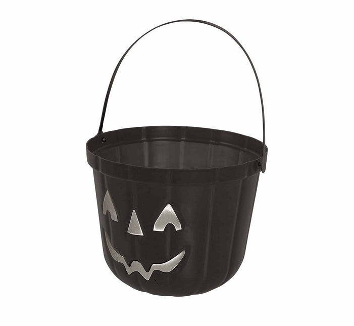 Zwarte Halloween Snoep Emmer Pompoen 20cm