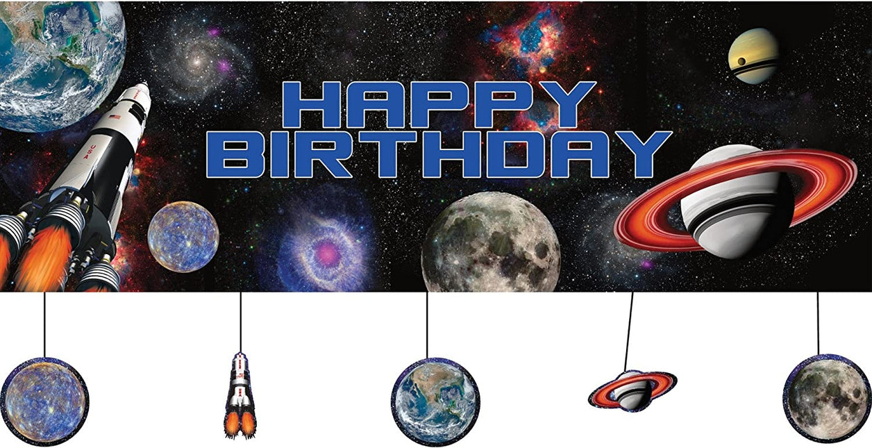 Space Party Banner Happy Birthday 1,52m