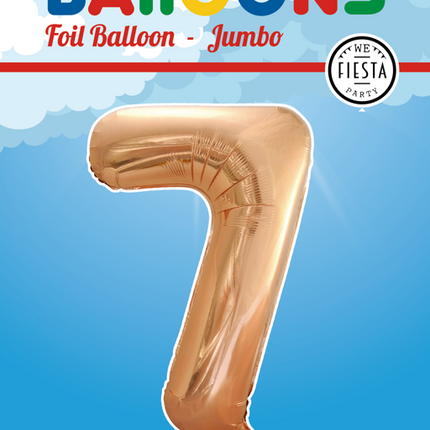 Folie Ballon Cijfer 7 Rose Goud XL 86cm leeg