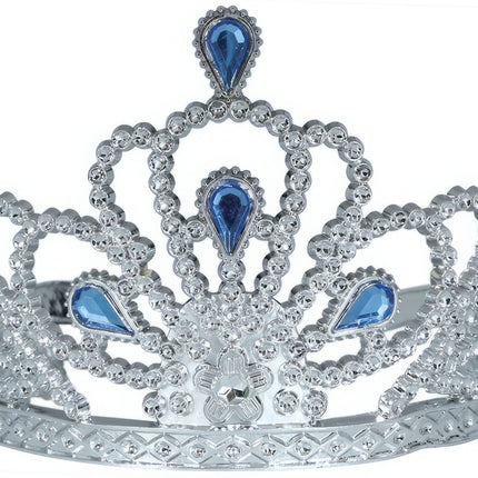 Tiara Zilver Meisje Met Blauw Diamanten Kind