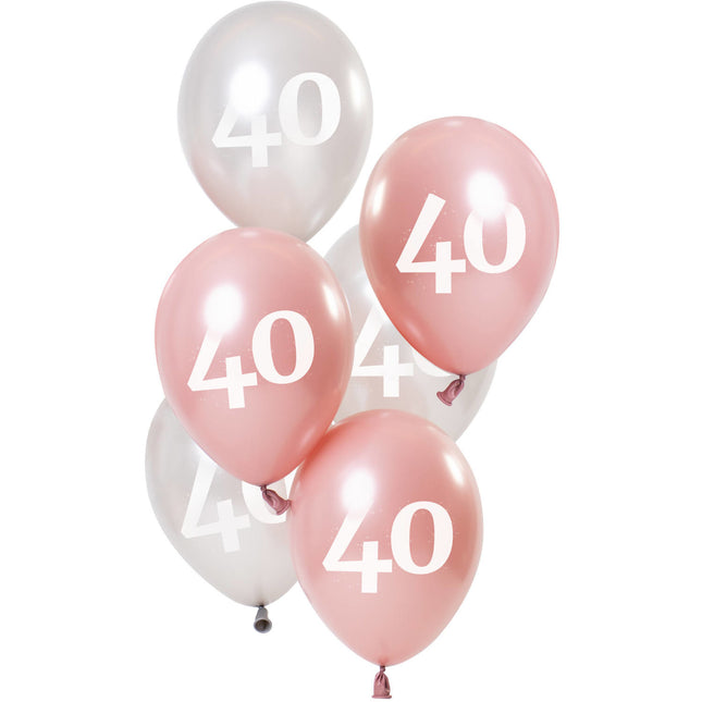 Ballonnen 40 Jaar Roze 23cm 6st