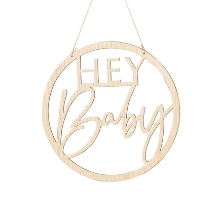 Hangdecoratie Bord Hey Baby Hout 36cm