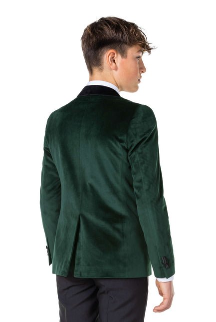 Donkergroen Velvet Blazer Jongen Tiener OppoSuits