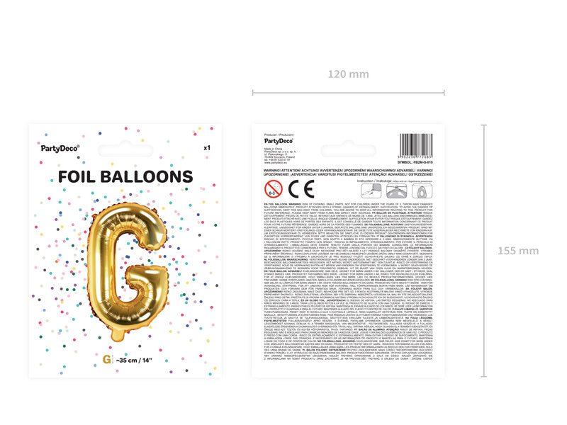 Folie Ballon Letter G Goud Leeg 35cm