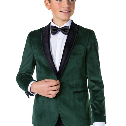 Donkergroen Velvet Blazer Jongen Tiener OppoSuits