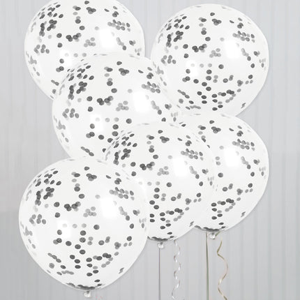 Confetti Ballonnen Zwart 40cm 6st