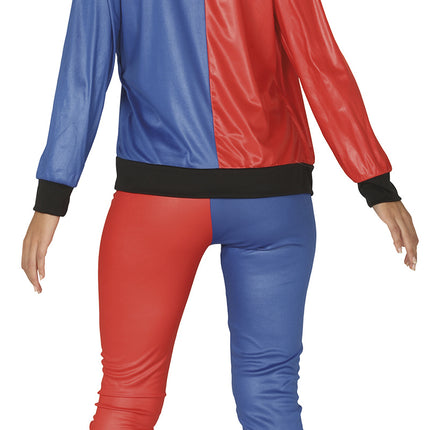 Harley Quinn Kostuum Rood Blauw Dames