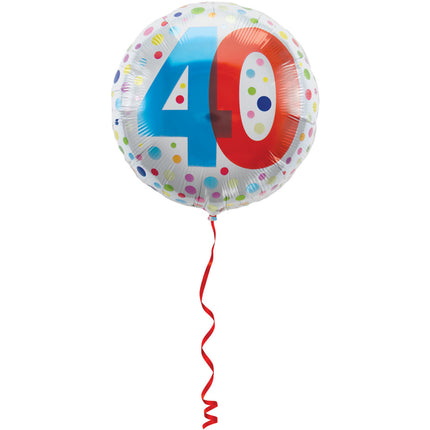 Helium Ballon 40 Jaar Stippen 45cm leeg